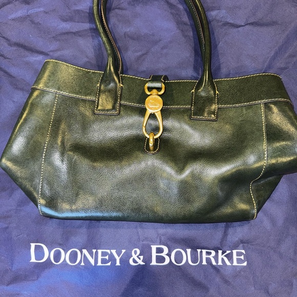 Oversized Dooney & Bourke Green Leather Tote Bag - Picture 1 of 4